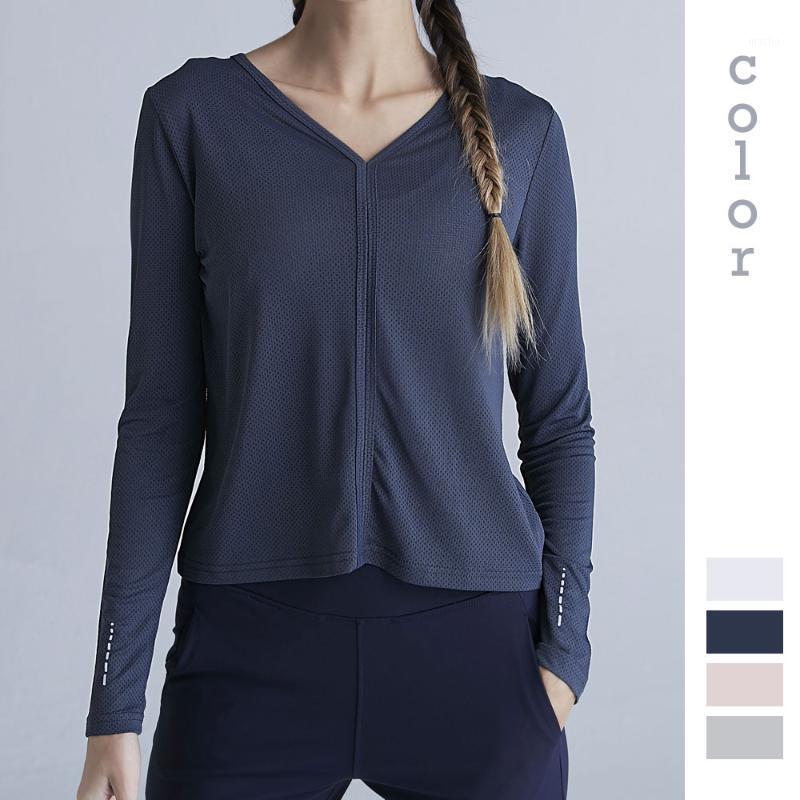 

Yoga Clothes Fitness Long-sleeved T-shirt Solid Color Beautiful Back Tops Quick-drying Sports Running Outfit, White