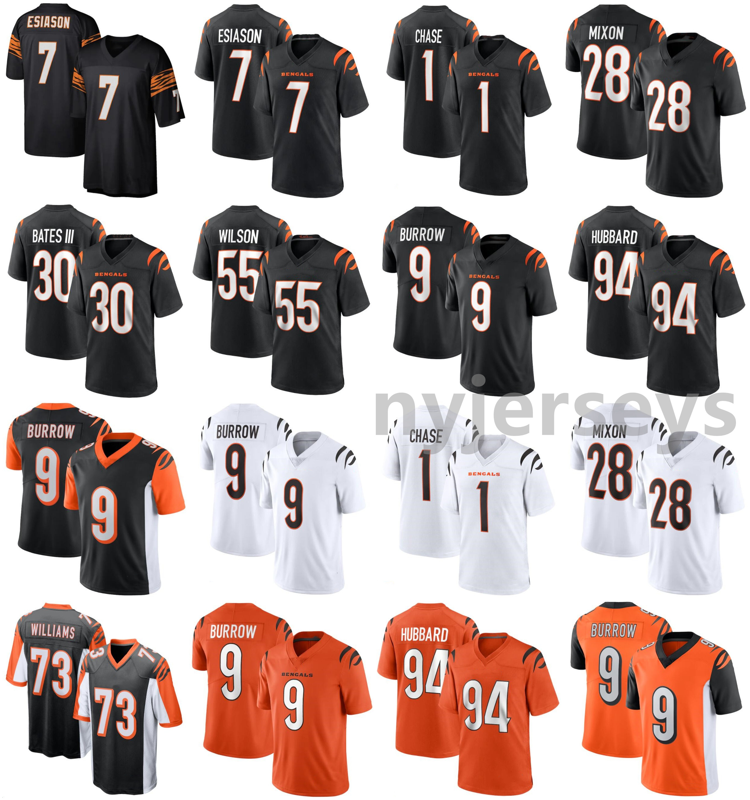 

2021 Bengals American Football Jerseys Joe 9 Burrow Jersey Boomer 7 Esiason Ja Marr 1 Chase Logan 55 Wilson Jonah 73 Williams Stitched Breat, Black;red