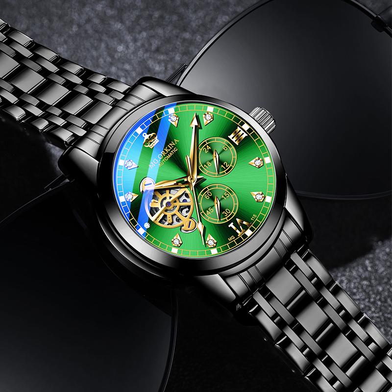 Wristwatches ORKINA Skeleton Mechanical Watch Luxury Men's Automatic Wristwatch Stainless Steel Transparent Watches Waterproof Reloj Hom-image-721266439