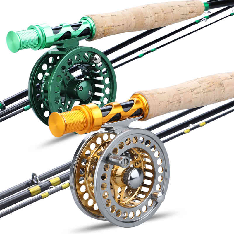 

Sougayialng 2.7M #5/6 Carbon Fiber Ultralight Weight Fishing Rod and Fly Reel Gold/green Combo Pesca