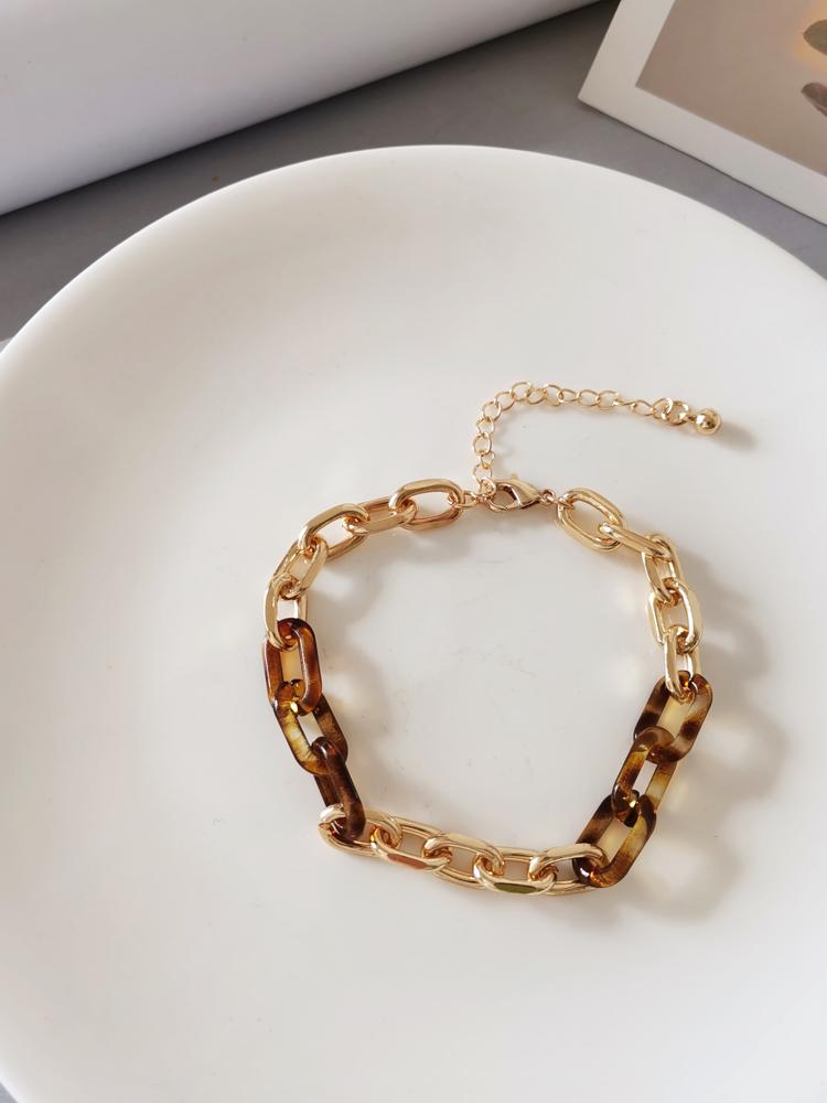 

Fashion Creative Simple Leopard Print Resin And Chunky Chain Bracelet 1220 Link,
