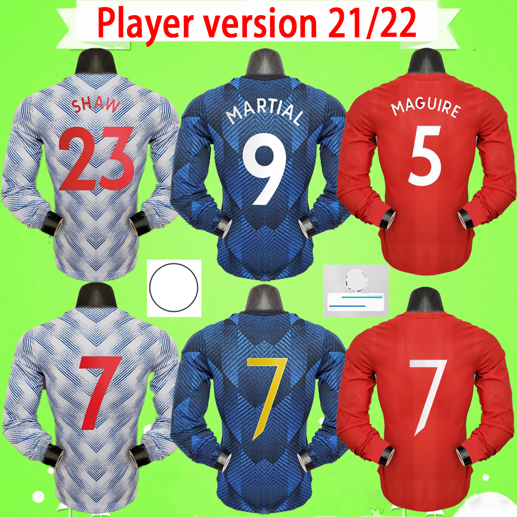 

Player version long sleeve full 2021 2022 UTD soccer jerseys #7 B. FERNANDES MARTIAL RASHFORD 21 22 man football shirts home away mens adults S-2XL, Player version 21/22