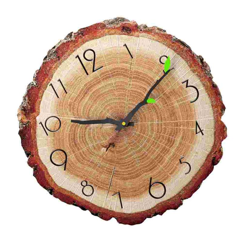 

Wall Clocks 1Pc Household Mute Tree-ring Clock Decor Decorative (Brown)