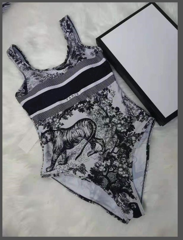 

Womens Fashion Swimsuits Summer Designer Animals Printing Swimwear Casual Beachwear Sexy Girls Vest Bikini For Women Trendy High Quality Swimsuit, White;black
