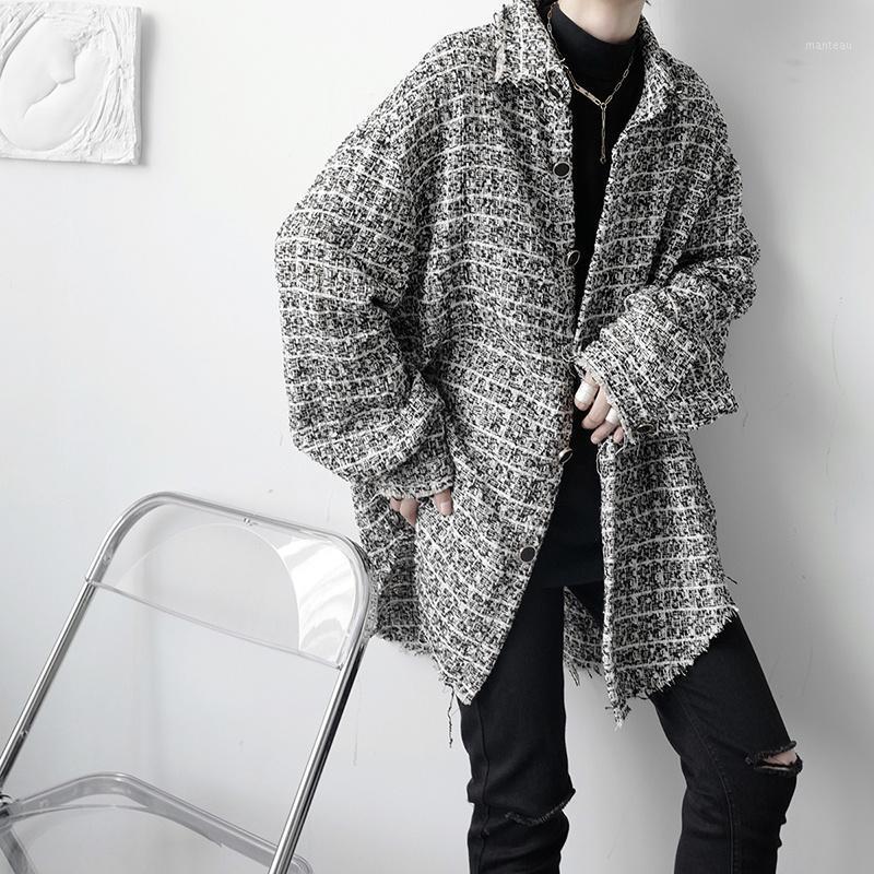 

Men's Jackets Autumn Oversized Jacket Men Fashion Retro Plaid Streetwear Korean Loose Casual Mens Coat Outwear -2XL, Black