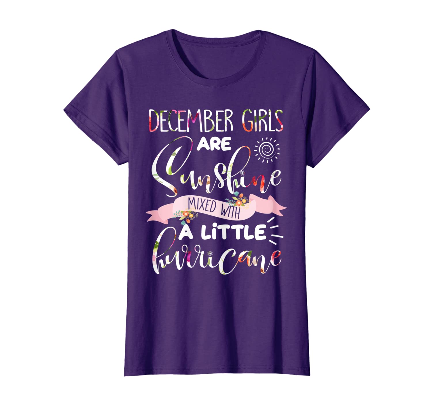 

December Girls Are Sunshine Mixed Little Hurricane T-shirt, White;black