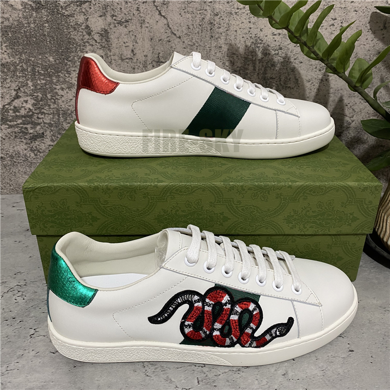 

Fashion High Quality Mens Womens Bee Snake Tiger Casual Shoes Genuine Leather Embroidery Classic With Box Size 36-45, Customize