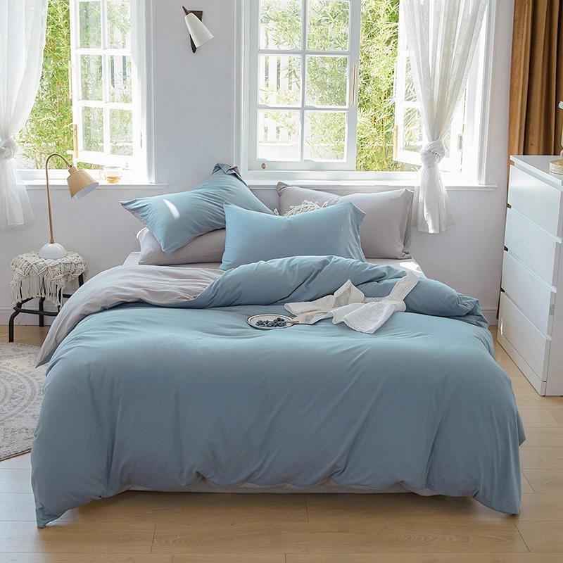 

Bedding Sets Blue Pink Reversible Duvet Cover Set Knit Cotton Super Soft Breathable Bed Sheet Pillowcases  Queen King Size, Color 1