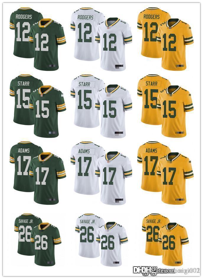 

Men Women Youth Green Bay Packers 12 Aaron Rodgers 26 Darnell Savage Jr. 17 Davante Adams 15 Bart Starr Football Jerseys, Black;red