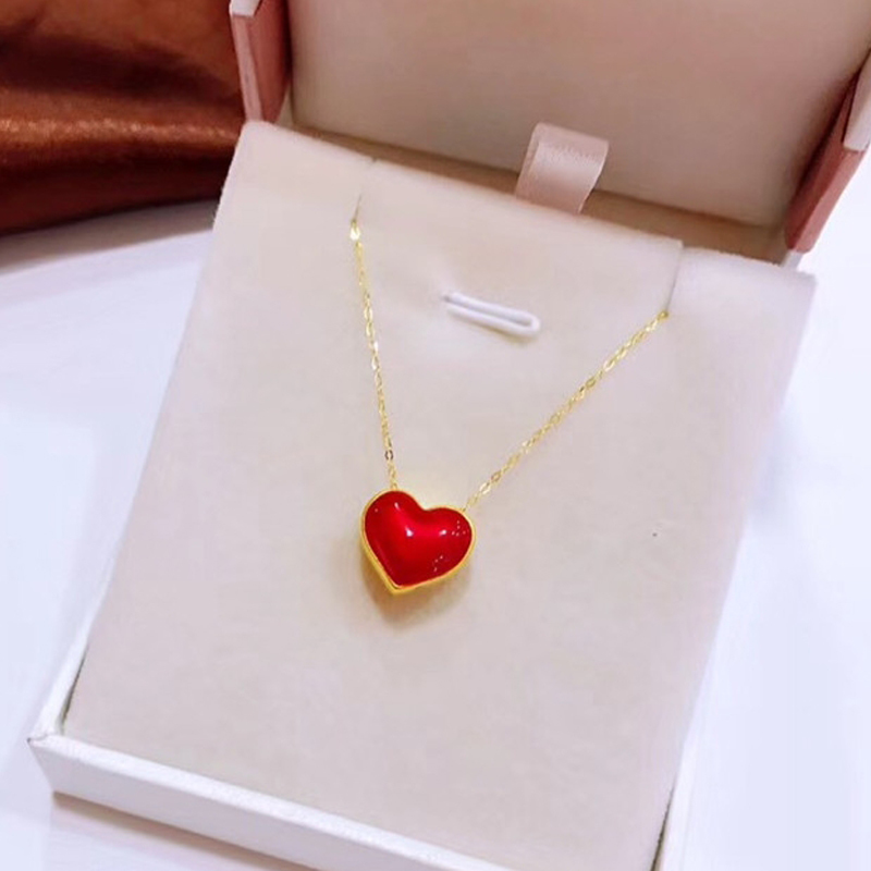 

Xf800 Real 24k 999 Yellow Gold Necklace Pendant for Women Heart Shape Wedding Pure Au750 Chain 18k Fine Jewelry X531