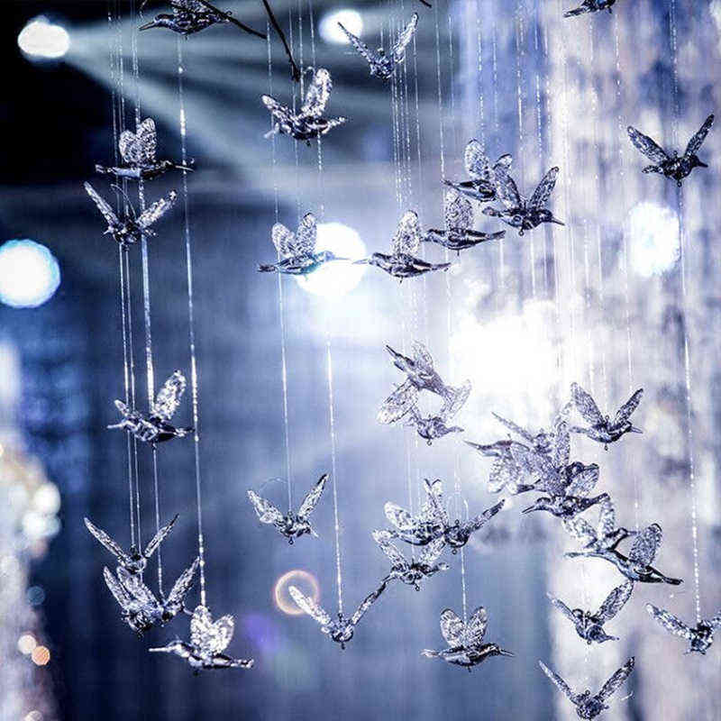 

European Hummingbird Transparent Acrylic Bird Water Droplets Aerial Ceiling Home Decoration Hotel Stage Wedding Decoration Props G0911
