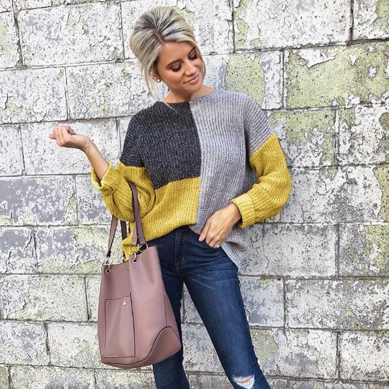 

Women' Sweaters 2021 Spring Autumn Casual Sweater Women Round Neck Knitted Long Sleeve Soft Pullover Jumper Tops Sueter Mujer, As pic