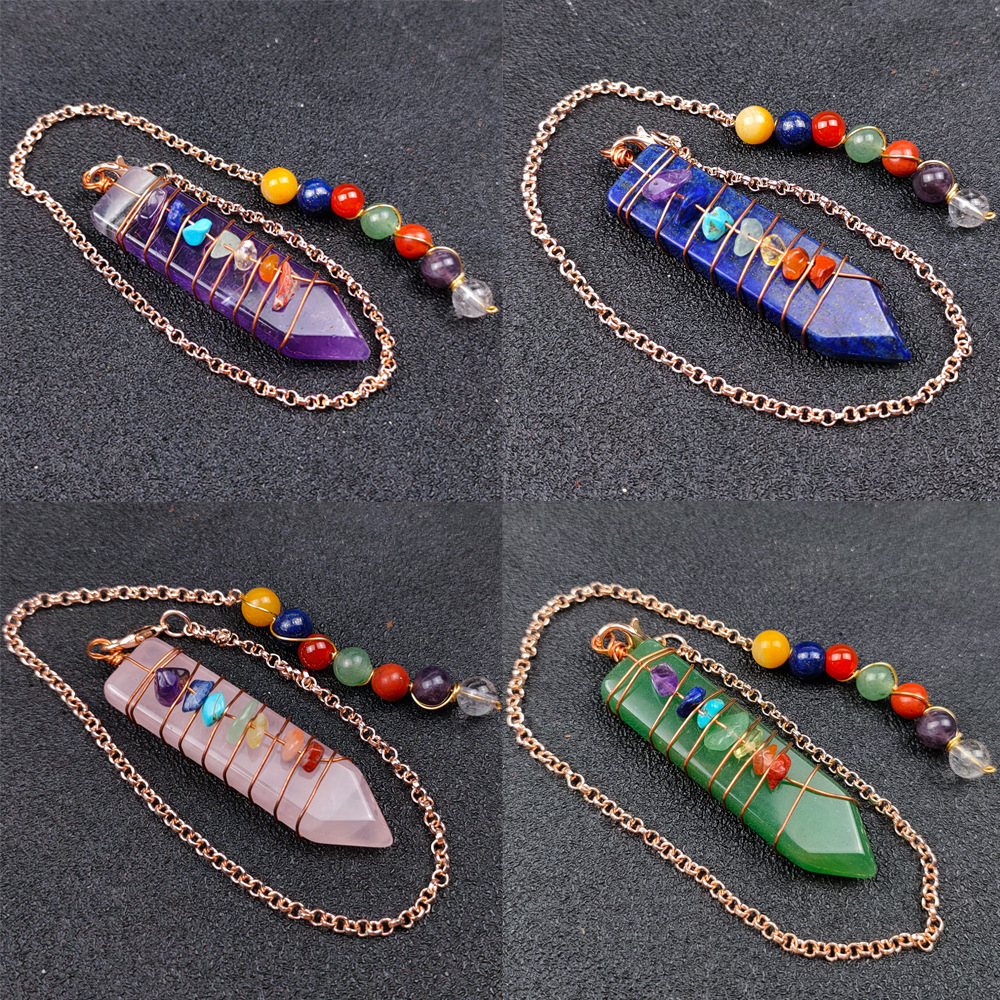 

Arrowhead Chakra Reiki Healing Pendulums Natural Stones Pendant Amulet Crystal Meditation Hexagonal Pendulum for Men Women