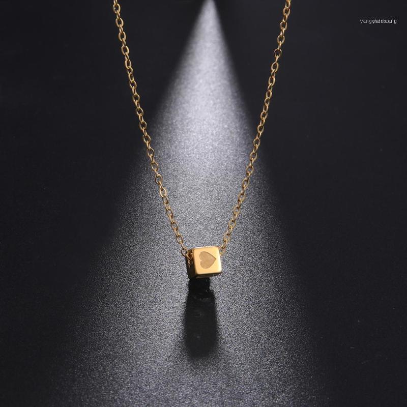 

My Shape Small Square Beads Pendant Necklaces For Women Heart Star Necklace Choker Stainless Steel Link Chain Fashion Jewelry1