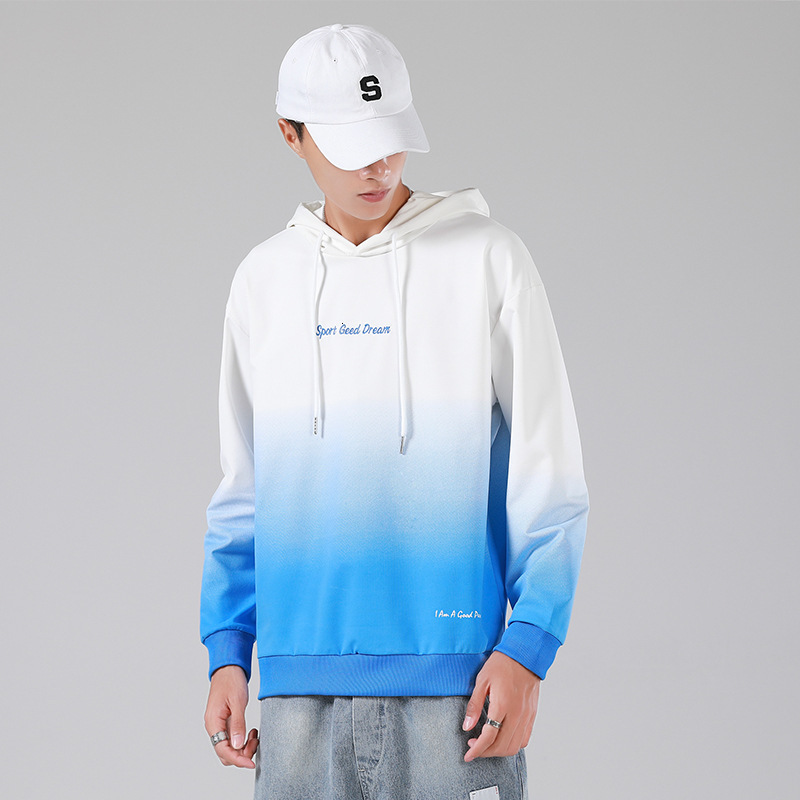 

Men's Hoodies & Sweatshirts Autumn and Winter Long-sleeved Sweater Round Neck Hooded Gradient Top Handsome Inner Lining JT24 DS2G, Orange