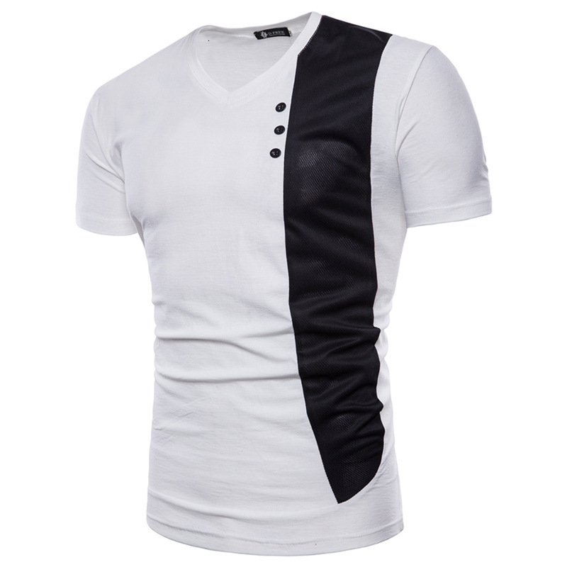 

Men's T-Shirts European and American Summer Clothing Contrast Sports Short-sleeved T-shirt Casual Top 1711-DT39 5MEO, White