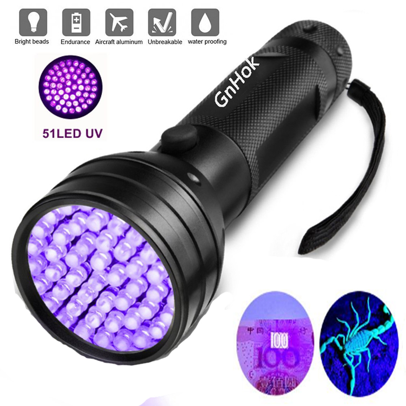 

UV LED Flashlight 51 LEDs 395nm Ultra Violet Torch Light Lamp Safety U V Detector for Dog Urine Pet Stains and Bed Bug