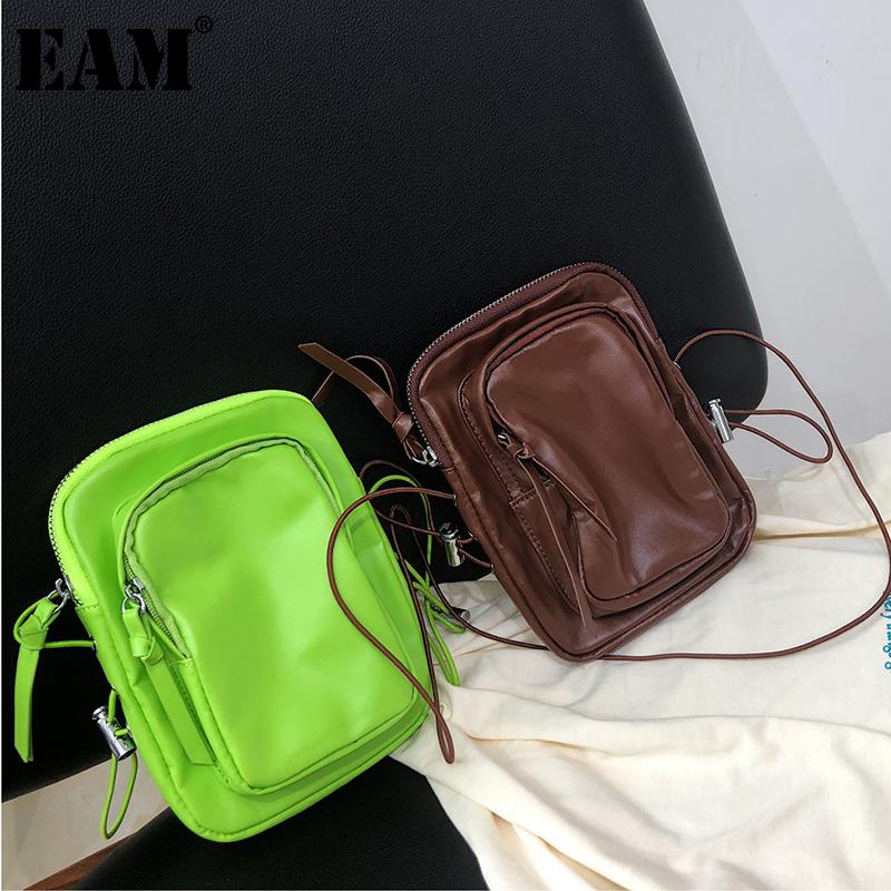 

[EAM] Women Brief Solid Thin Shoulder Strap Design Small PU Leather Personality All-match Crossbody Bag Fashion 2021 18A2812 Bags, Brown