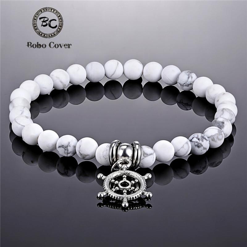 

Beaded, Strands Arrival High Quality Love Signs 6mm Matte Nature White Beads Couple Bracelets Women Vintage Buddha Yoga Men Charm Bracelet, Black