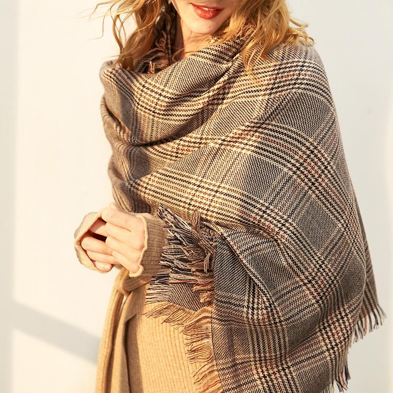 

Hats, Scarves & Gloves Sets Plaid Scarf Wool Ladies Autumn And Winter Warm Choundstooth Shawl SWR0325