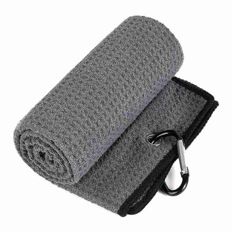 

Golf Towel Microfiber Fabric Waffle Pattern Carabiner Resistant Clip Accessories, Multi