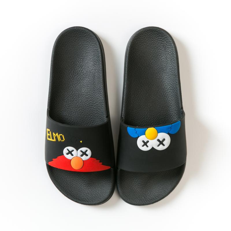 

Slippers Men Summer Beach Slides Lover Couple Outdoor Flip Flops Fashion Cartoon Non-slip Soft Flat, Black