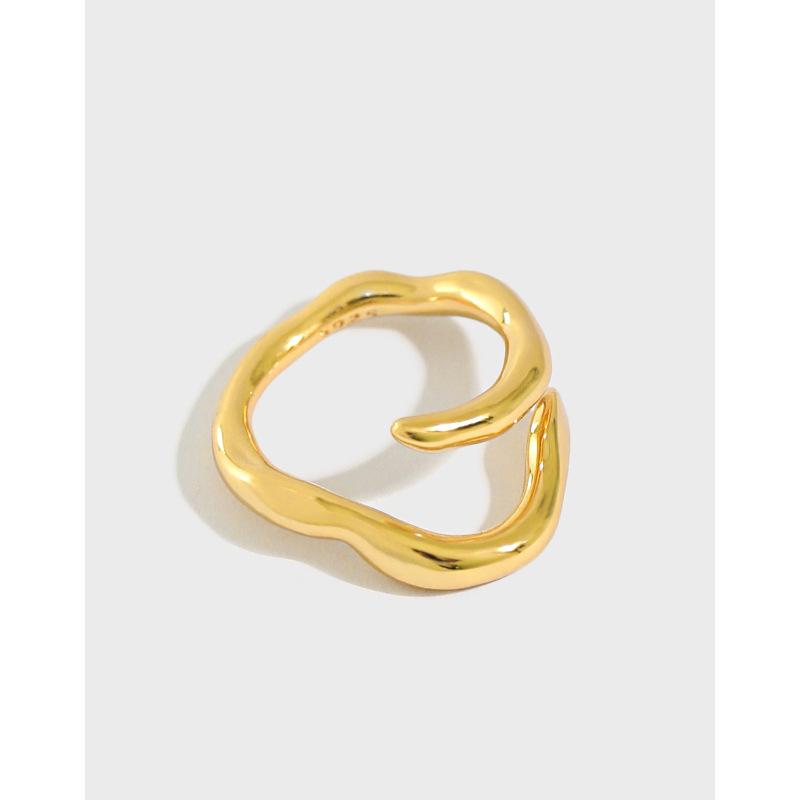 

Cluster Rings Chozon Korean Style Ins Irregular Staggered S925 Sterling Silver Open Ring Female 18K Gold