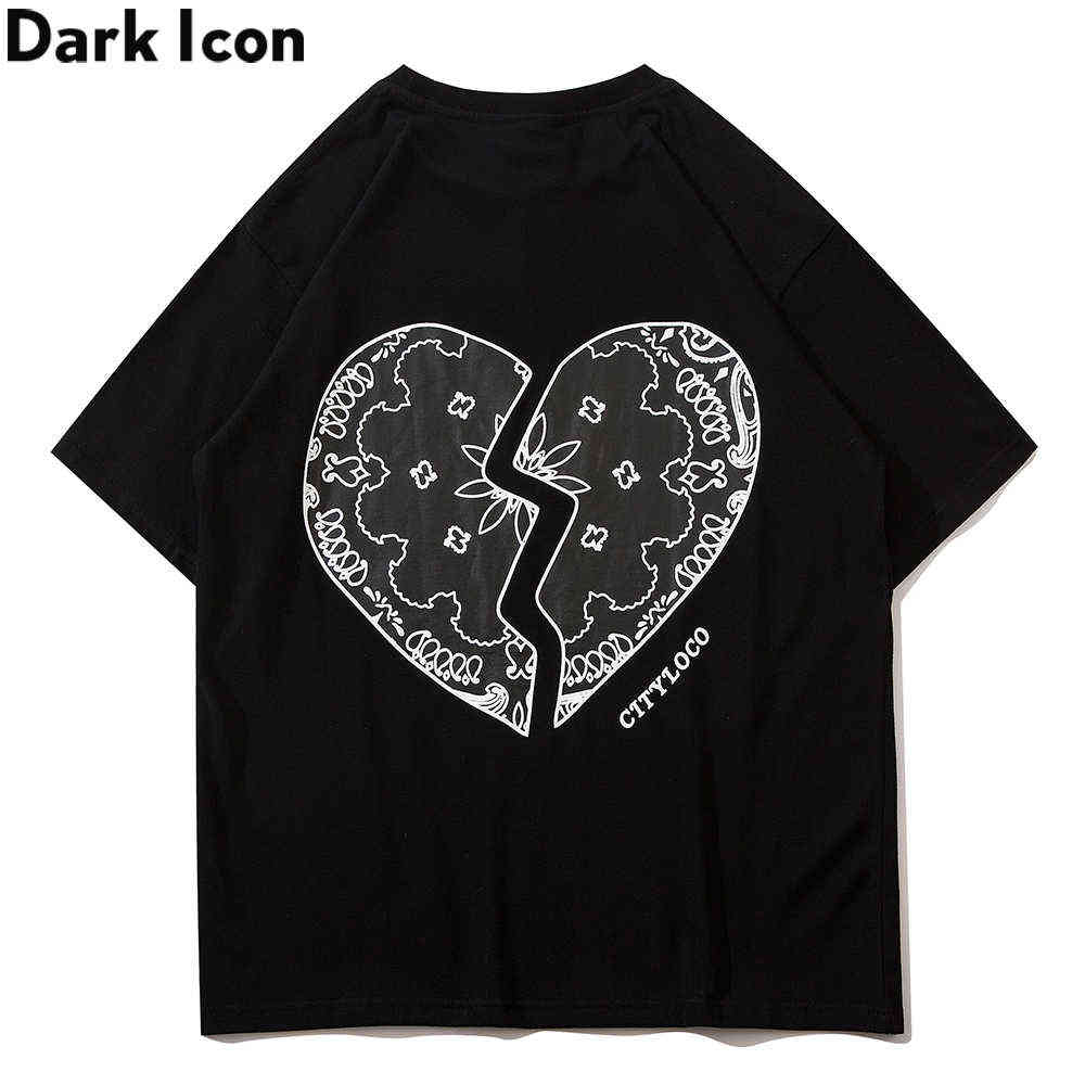 

Banadana Break Heart Men's T-shirt Short Sleeve Summer Printed Tshirts Men Black White Tee Shirt 210603
