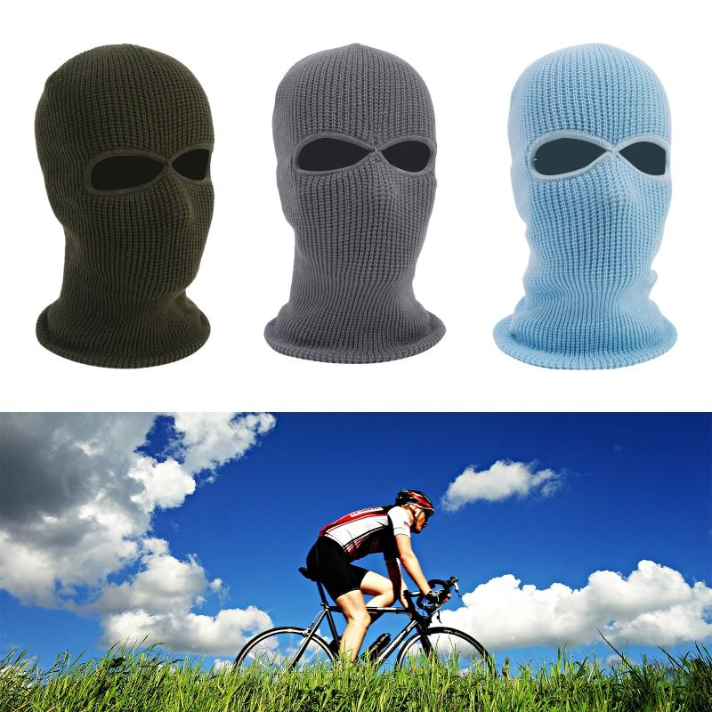 

Berets Hats Unisex 2-Hole Knitted Ski Mask Balaclava Hat Winter Solid Color Full Face Cover Neck Gaiter Outdoor Windproof Beanie Cap, Black