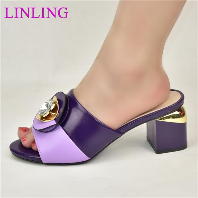 

Dress Shoes African Style For Women Mama Slippers High Heel Purple Color Ladies'slippers Women's Nigeria Shoe, Black