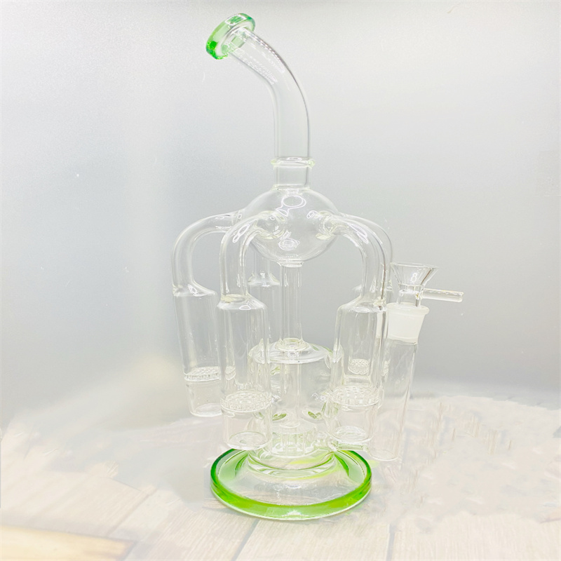 

The latest amazing feature recycler bong glass hookah water pipe "chandelier" honeycomb shower recycler (GB-291)