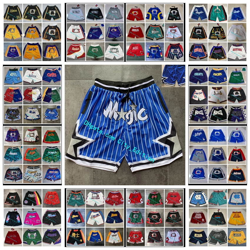 

Men's Blue Orlando Magic Basketball Just Don Shorts Pink Hip-Hop Sport Wear Zipper Pant With Pocket Authentic Stitched Classic, Black
