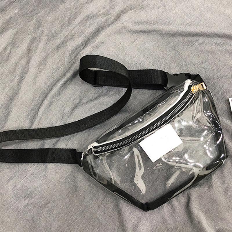 

Waist Bags 2021 Fashion Women PVC Clear Bag Fanny Pack Bum Travel Purse Transparent Small Belt Cool Packs, Black