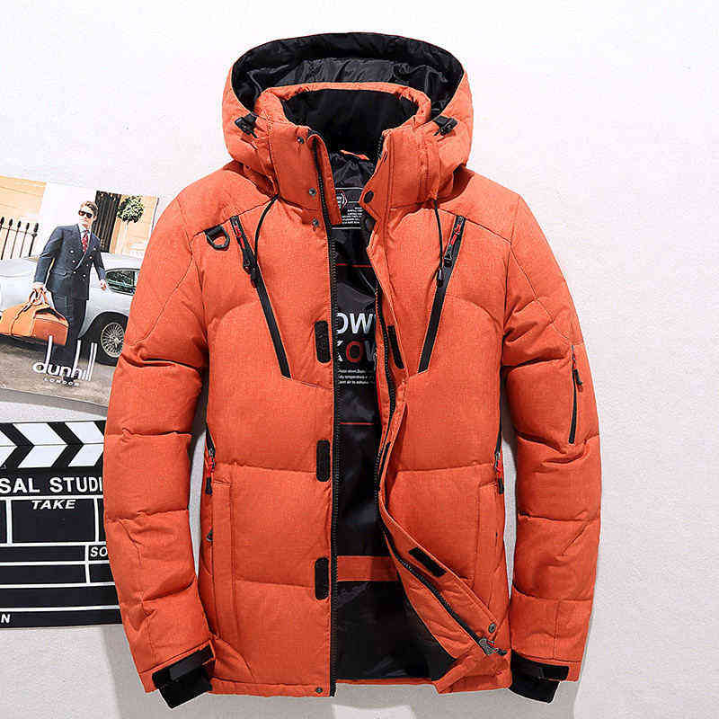 

Down Jacket Men Winter Warm Parkas -20 Degree White Duck Down Jacket Hooded Outdoor Thick Puffer Padded Snow Coats Overcoat 5XL Y1103, Black-2
