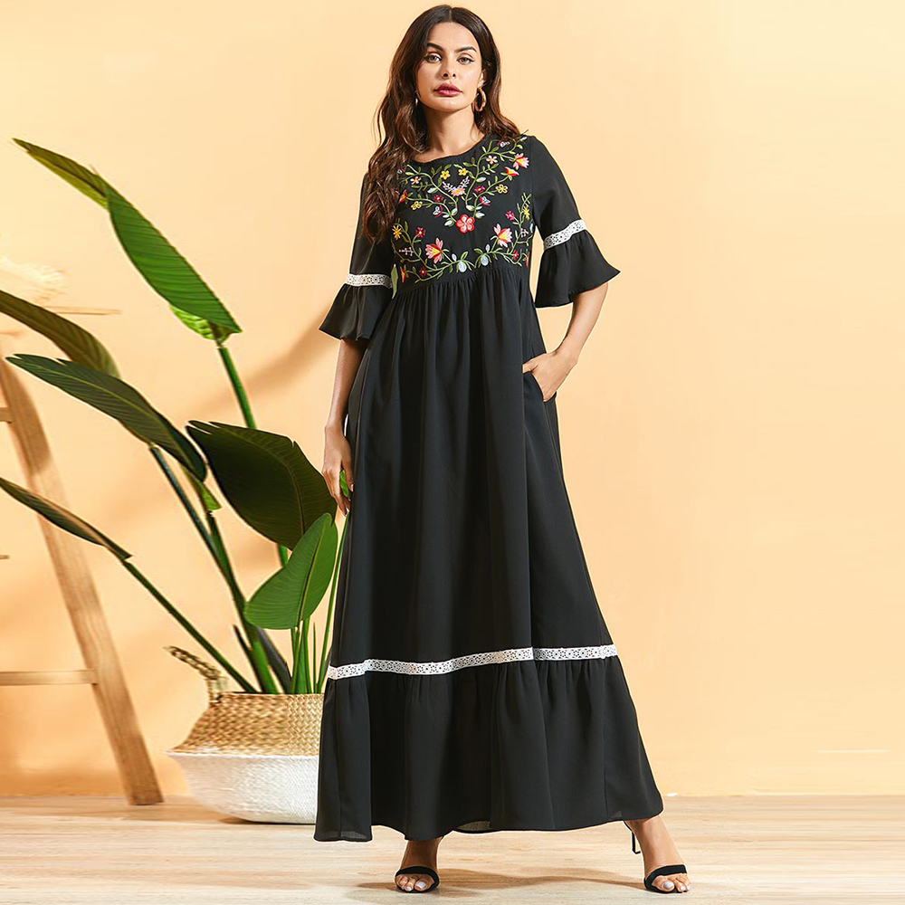 

Plus Size Black Abaya Arabic Hijab Muslim Long Dress Turkish Dresses Abayas For Women Vestidos Kaftan Dubai Islamic Clothing