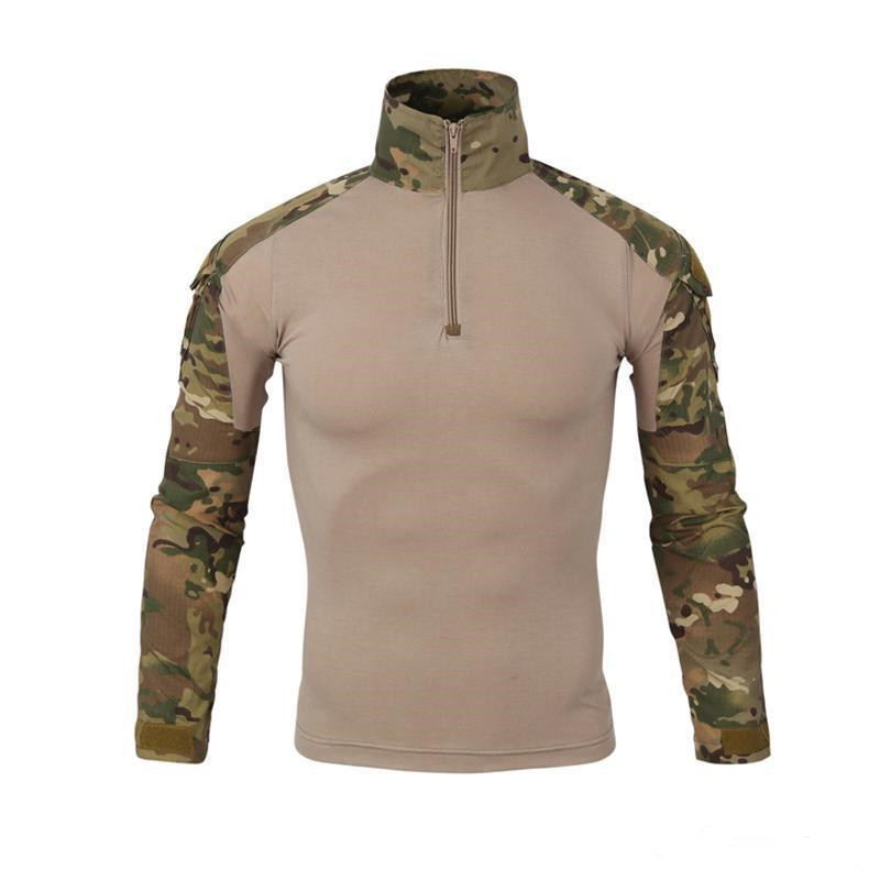 

Men Military Camo T-shirts Spring Autumn Europe Us China Style Army Camouflage Combat Multicam Uniform Quick Dry Hunting Lapel Tactical Tees, Cp