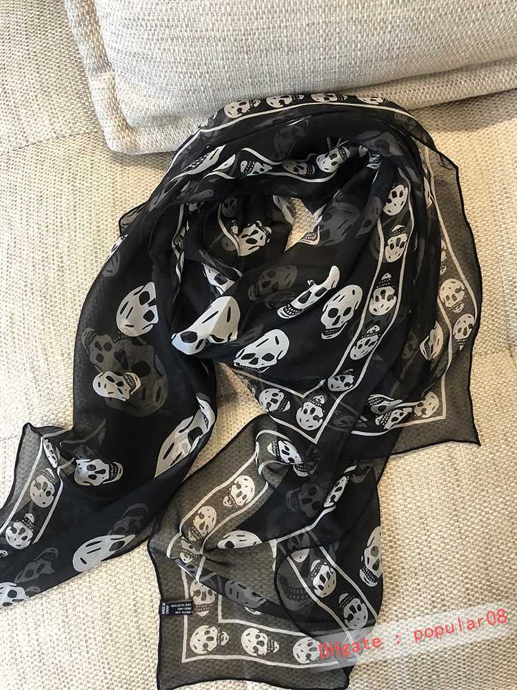 

Skull head light beach scarf women's summer beach scarf daily decoration silk scarves