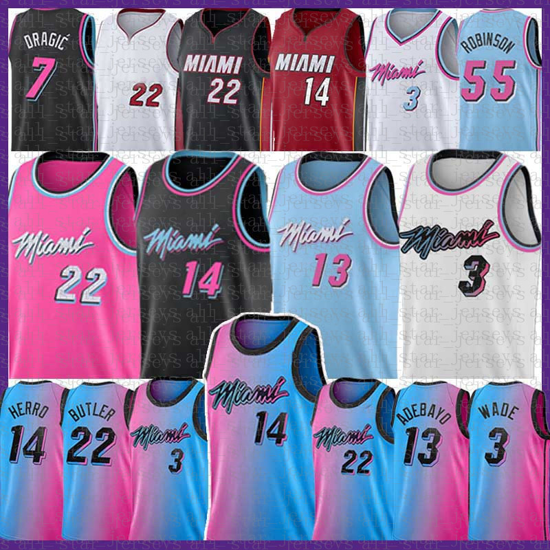 

Bam 13 Ado Tyler 14 Herro Jimmy Dwayne Dwyane 3 22 Butler Wade Basketball Jersey 2021 Goran 7 Dragic 55 Robinson Kendrick 25 Nunn jersey, Black;red
