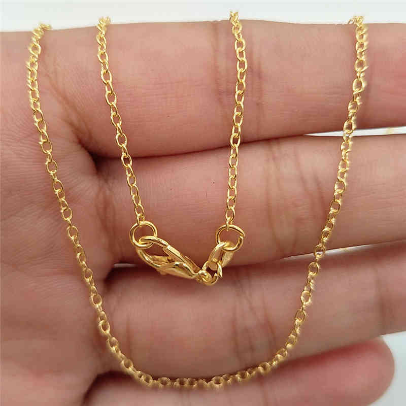 

chains 18kgp stamped necklaces 18k gold plated link for women girls fashion diy lobster clasps jewelry making accessories 16 18 24 28 30inch, Silver