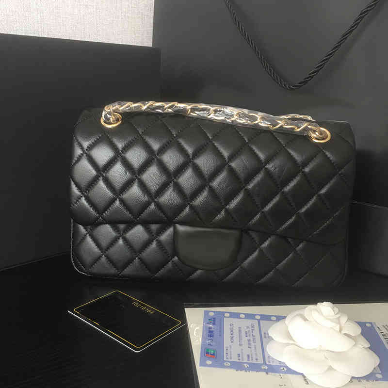 

5A+ Designers women handbags brand luxury Bags 2021 leather gold chain crossbody clutch 25cm black wallet skin lamb shoulder purse pink flap, Box