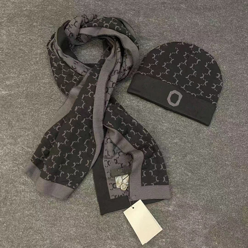 

High Quality 20ss 2021 Unisex Pashmina Women men knitted Scarf and Hat Set Winter Warm Hats and scarves Beanie Hat Beanie/Skull Caps