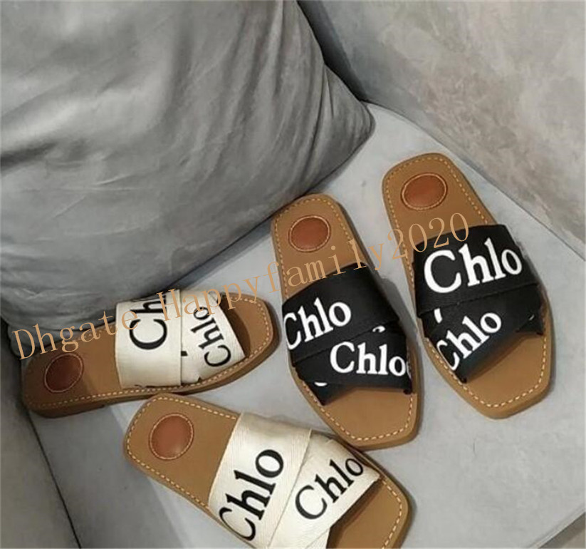 

a2 2021 Newest Branded Women Woody Mules Fflat Slipper Deisgner Lady Lettering Fabric Outdoor Leather Sole Slide Sandal