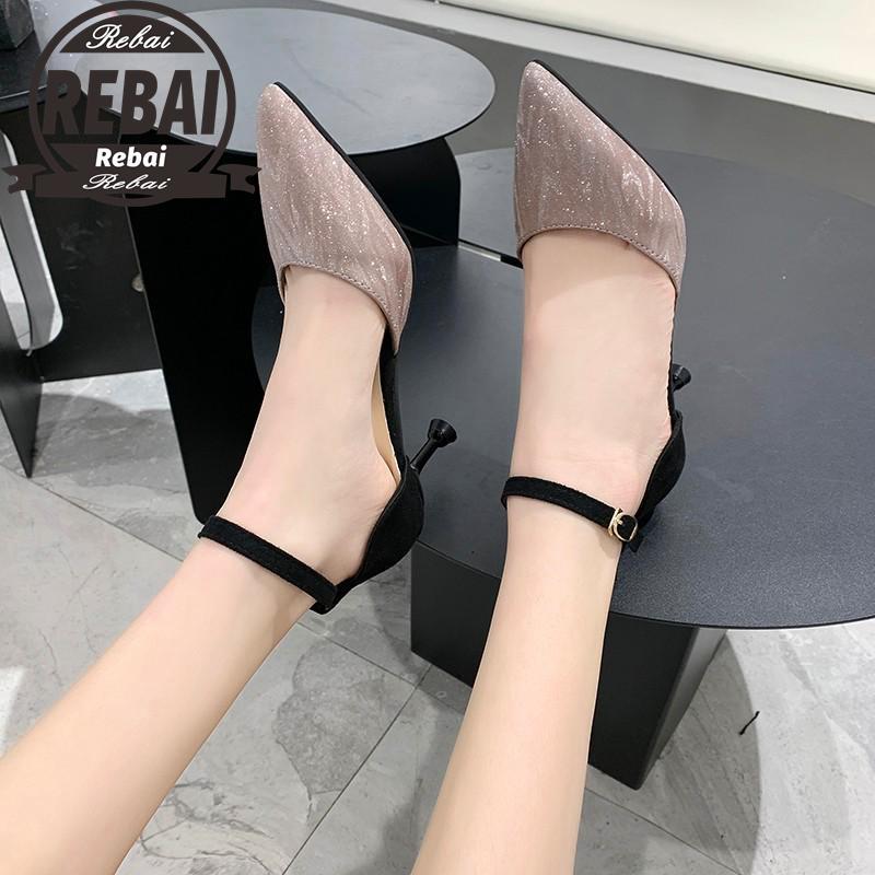 

Women Cute Sweet Light Weight Buckle Strap Black Stiletto Heels Lady Classic Beige Office High Heel Shoes Ayakkab Zapatos Dress