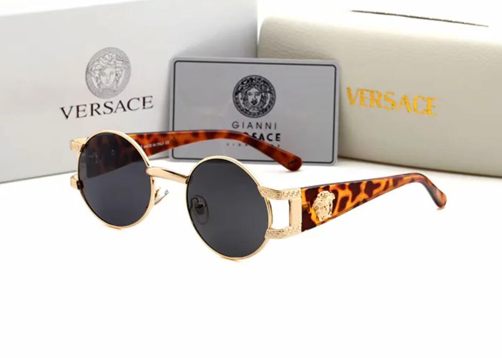 

Classic Round Sunglasses Brand Design UV400 Eyewear Metal Gold Frame Sun Glasses Men Women Mirror Polaroid glass Lens 18518, White;black