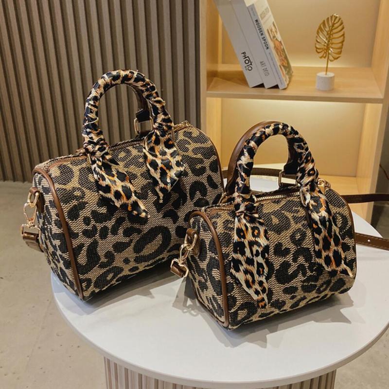 

Evening Bags LEFTSIDE Leopard Mini Tote Bag 2021 Winter High-quality Canvas Women's Luxury Designer Handbag Vintage Shoulder Purses