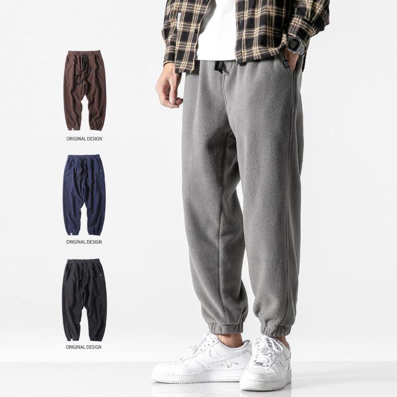 

Men's Pants Loose Jogging Men 2022 Fashion Fleece Autumn Winter Warm Sweatpants Male Outdoor Straight Trousers Pantalon Hommes, Black