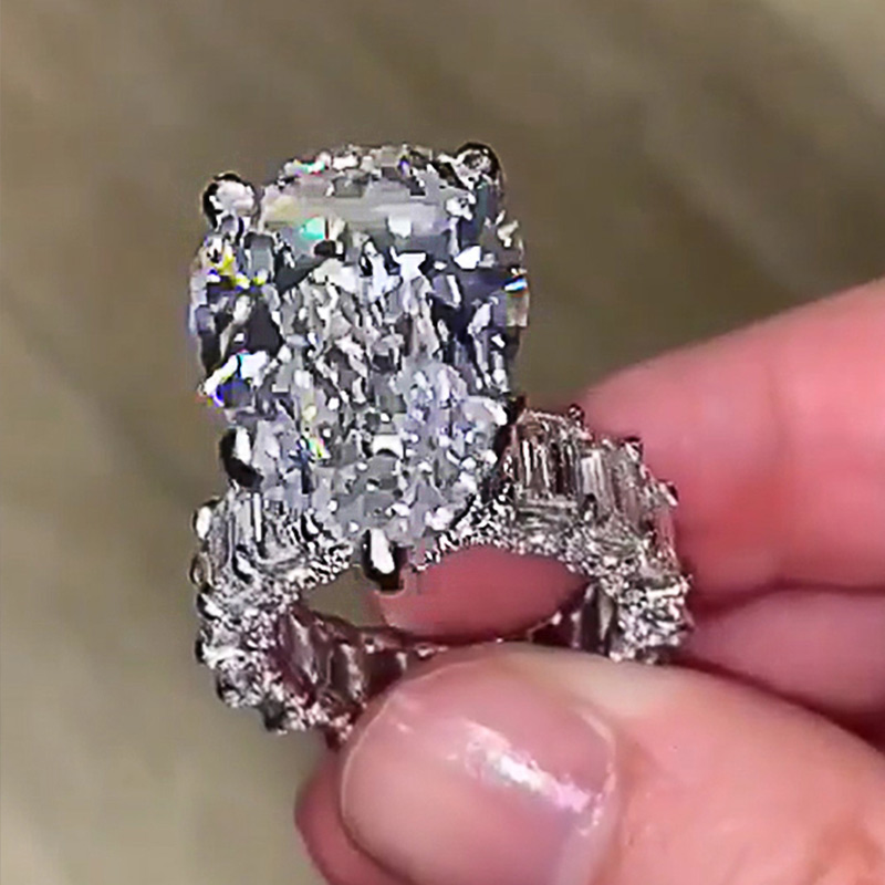 

Gorgeous Big Pear Shape Engagement Ring Square CZ Promise Ring Best Proposal Ring for Girlfriend Women Trendy Jewelry Hot