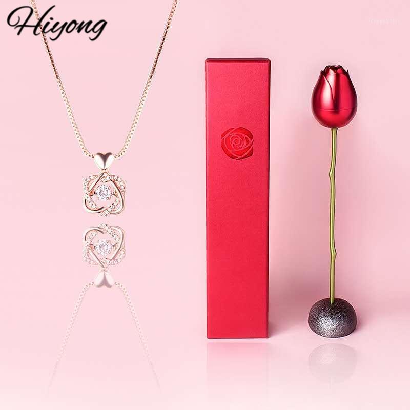 

Beating Heart Necklace, Sterling Silver Women Moving Hear Necklace Zircon Love Christmas Gift Drop Chains