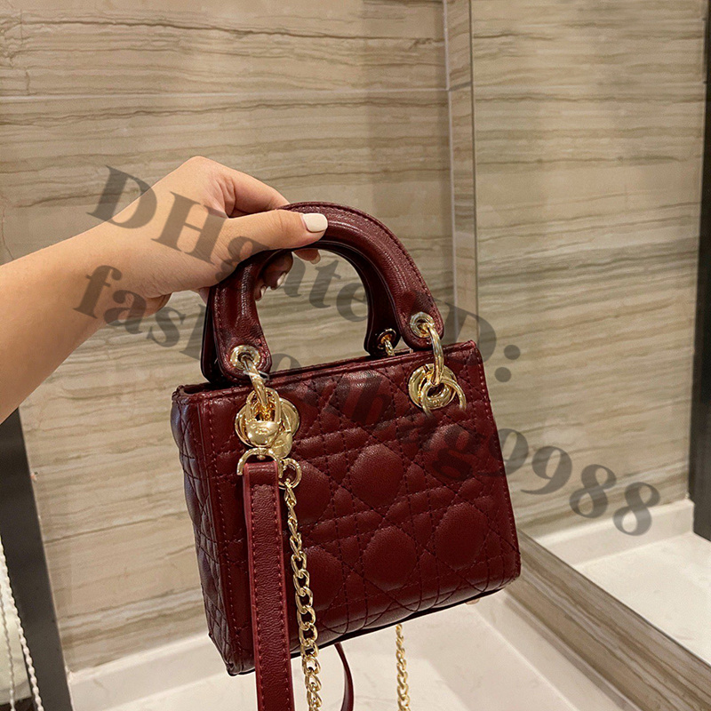 

Girls Mini PU Burgundy Chains Side Shoulder Crossbody Bags Women Ladies Black Thread Box Phone Purses Handbags Luxury Brand Lady Cross Body