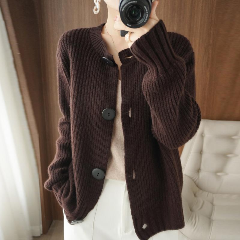 

Women's Knits & Tees Lafarvie Autumn Winter Wool Cardigan Sweater Women Tops Casual Loose Female Knitted Jumper Coat Oversized Clothing O-Ne, White